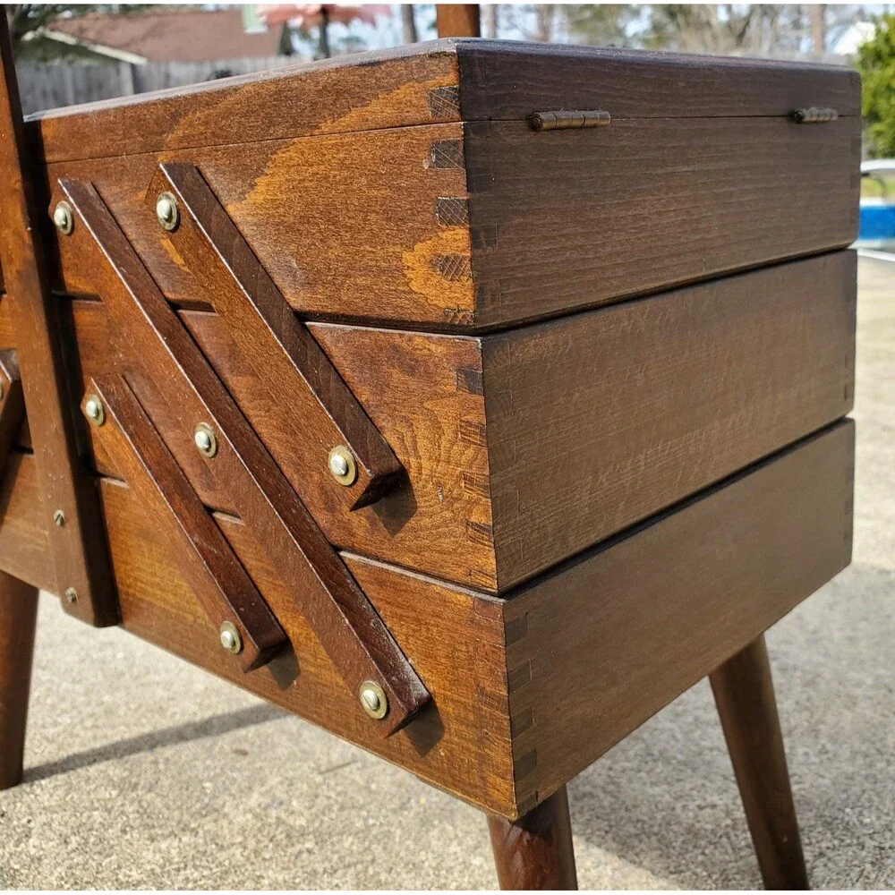 Vintage Wooden Sewing Box Romania